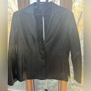 Ladies Leather Blazer - Black